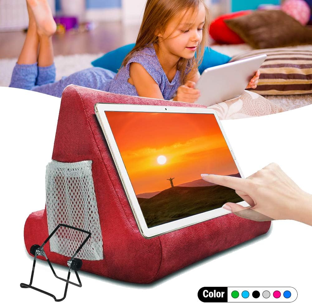 Tablet Pillow Holder Stand，Multi-Angle Soft Pillow for iPads, Bed Stand Foam Book Rest Reading Stand Pillow Pad 360 for Lap Bed Kids (Wine): Home Audio & Theater