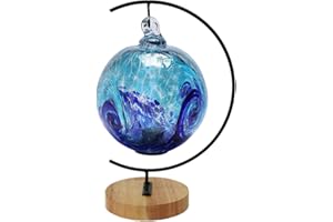 YY YEARCHY Ornament Display Stand Metal Stand Air Plant Stand Flower Pot Holder Iron Stand for Hanging Glass Globe Ball (Small G round wood)