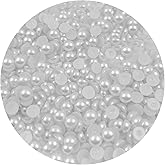 Mulutoo 1000PCS 8mm Round Half Pearls for Crafts Jewelry Scrapbooking, Wedding Decorations, Nail Art (White)