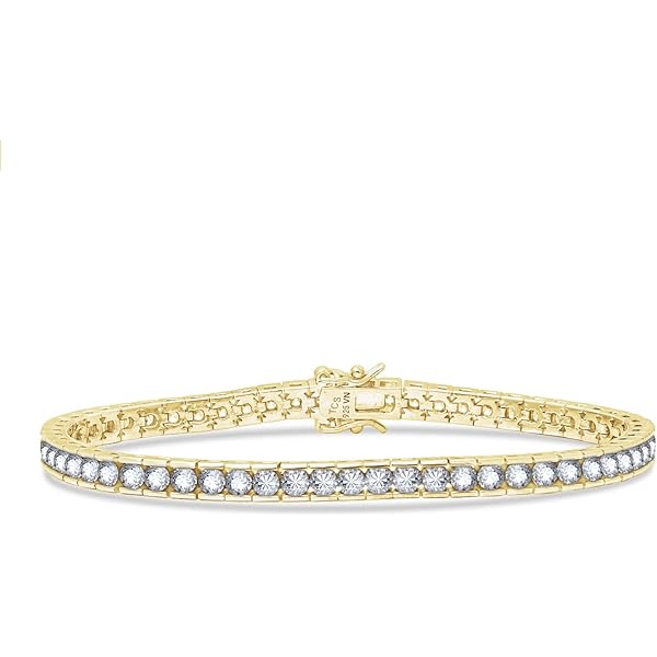 Macy's Cubic Zirconia Round & Baguette Mini Clusters Tennis Bracelet In 14k Gold Plated Sterling Silver - Foto 3