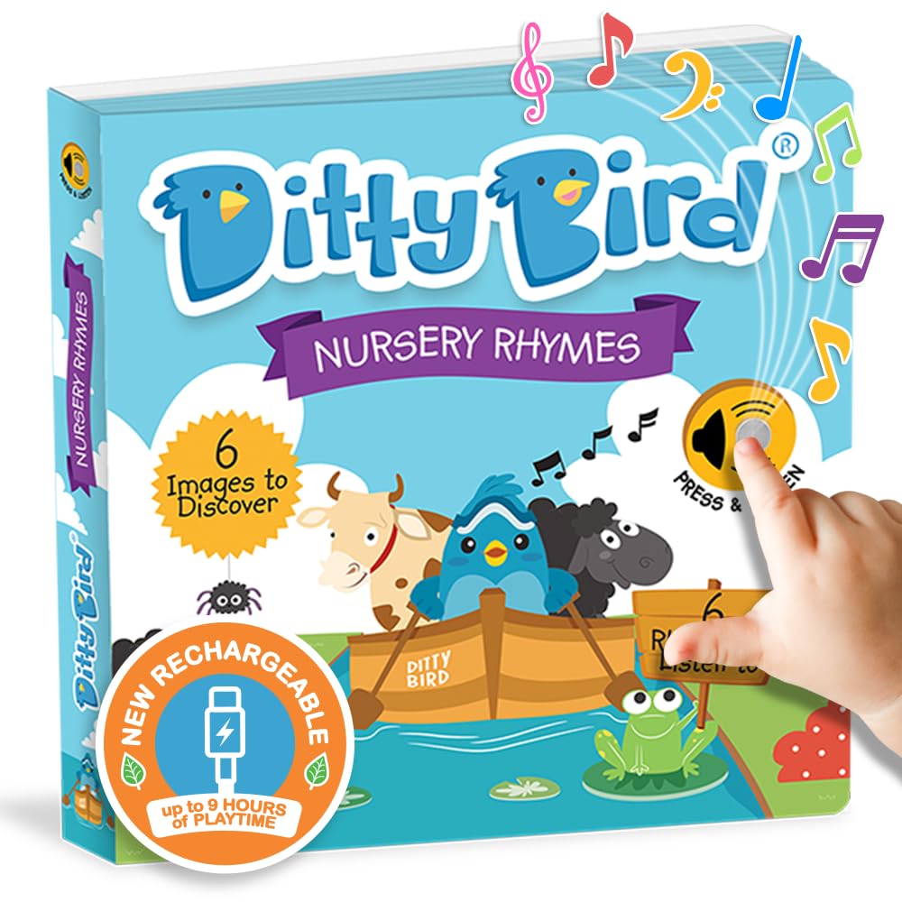 Ditty Bird Musical Books for Toddlers | Fun Children's Nursery Rhyme Music Toy | USB-C rechargeable sound book for 1-3 | Old Macdonald’s Farm Book with Sound