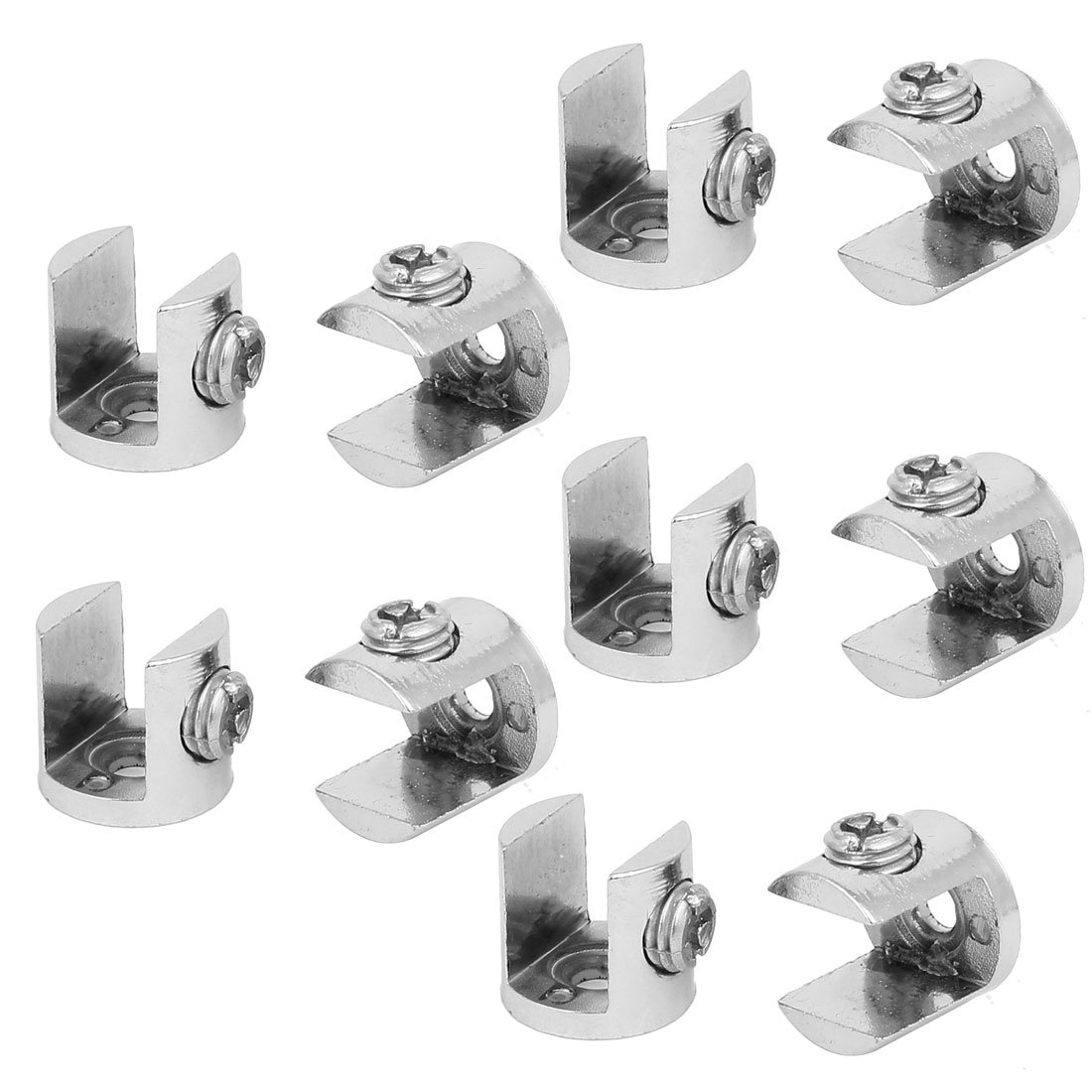 Sourcingmap Glass Shelf Bracket Adjustable Zinc Alloy Door Cabinet Clamp Clip Holder for 8-10mm Thickness 10pcs
