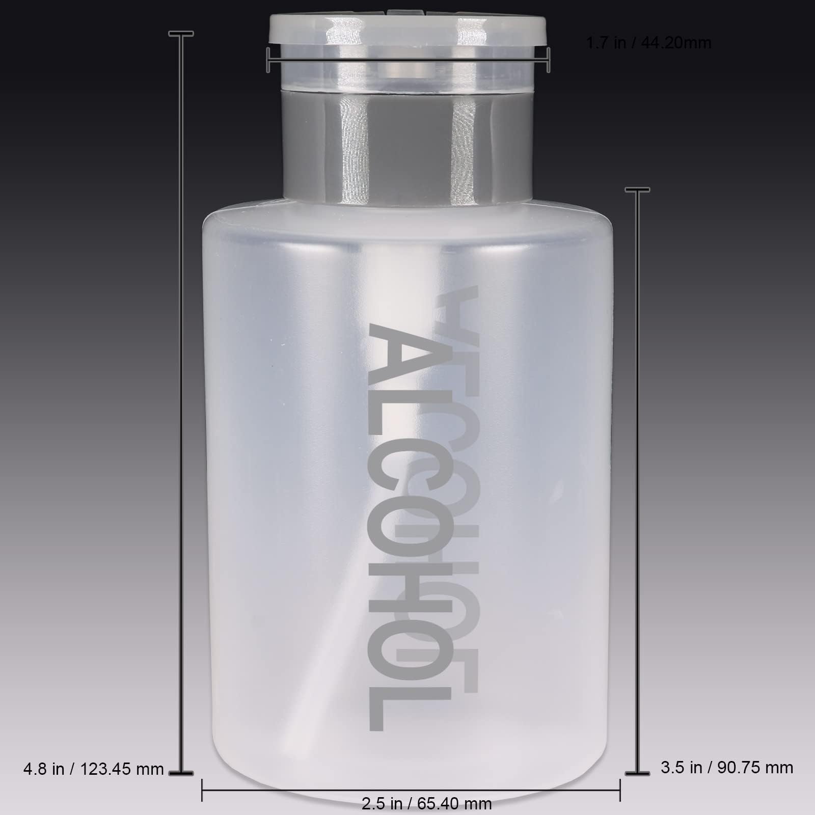 9oz Gray with Word Imprint Push Down Pump Dispenser Empty Refillerable Bottle with Flip Top Cap - for Nail Polish, Travel, Cosmetics Packaging