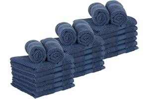 Casa Lino 24 Pack Wash Cloths Set, (12" X12) 100% Cotton wash Cloths, wash Cloths for Your face and Body, Highly Absorbent & fingertip Soft wash Cloths for Your face and Body, Cobalt