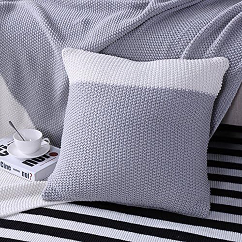 Fashion Cotton Cable Knit Pillow,Cushion,Double Side Knitted Throw Pillow Cover for Counch Bed Car Decoration (Cover Only)