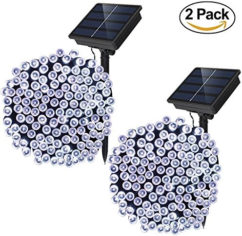 Solar Christmas Lights, 8 Modes Solar Powered String Lights, 72ft 200LED Waterproof White Solar Christmas Light Outdoor Outdoor for Fence Balcony Home Trees Holiday Party Decor (White, 2pack)