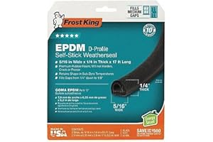 Frost King V25BK 3/8" Wide x 1/4" Tall x 17' Long X-Treme Rubber Weather-Strip Tape, Black