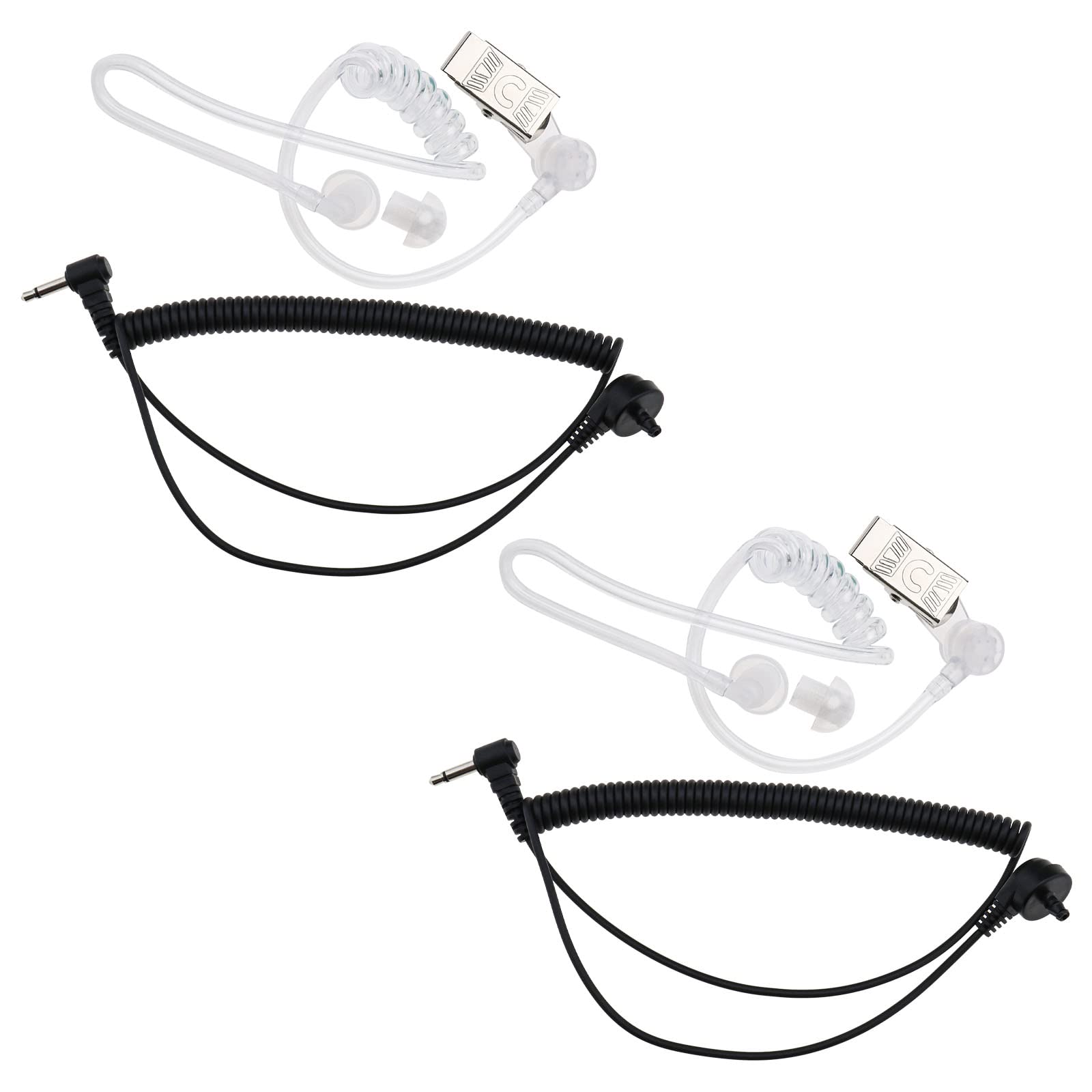 Create idea 2 Sets 3.5mm Listen Only Acoustic Tube Earpiece with Mushroom Earbud Compatible with Motorola Compatible with Icom Radio Speaker Microphones