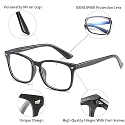 aisswzber Unisex Stylish Square Non-Prescription
