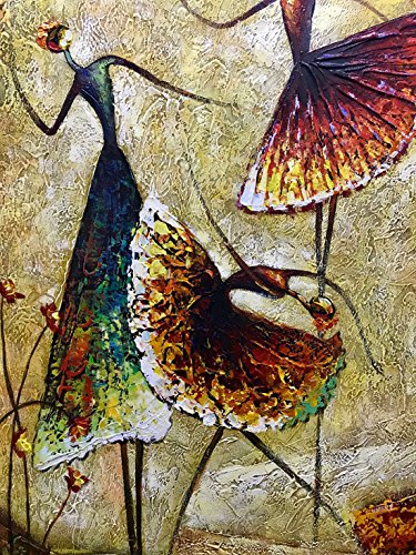 Metuu Oil Paintings, Ballet Dancer Girl Paintings Modern Home Decor Wall Art Painting Wood Inside Framed Hanging Wall Decoration Abstract Painting Ready to hang 24x36inch