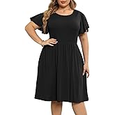 Nemidor Women's Plus Size Dress Vintage Party Midi Casual Summer Fit and Flare Dress with Pocket NEM212