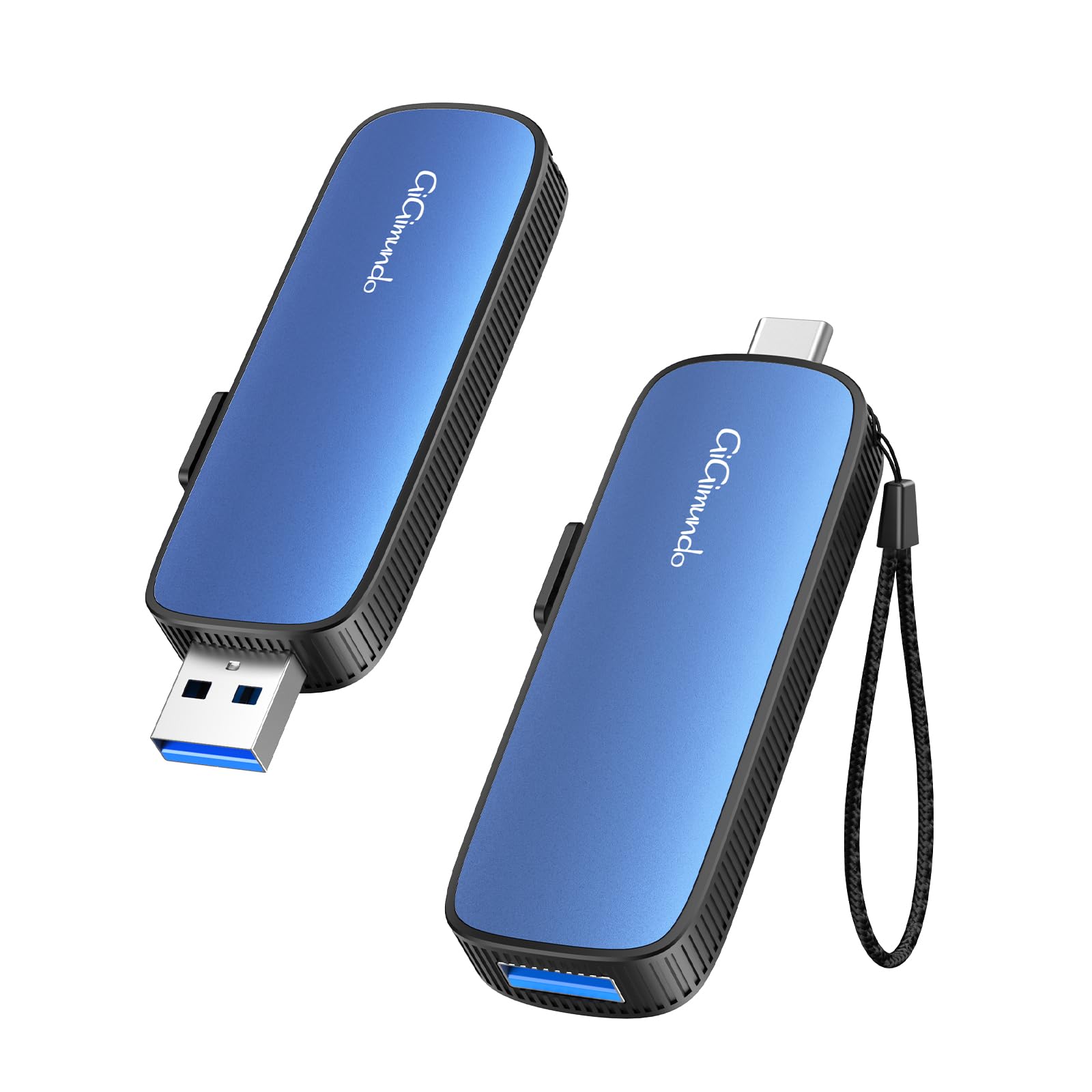 Photo 1 of GiGimundo 2TB External Portable SSD, Up to 1073MB/s Dual Port USB C Thumb Drive USB 3.2 Gen 2+USB A Solid State Drives for iPhone 15/16/17/Android/Mac,Blue