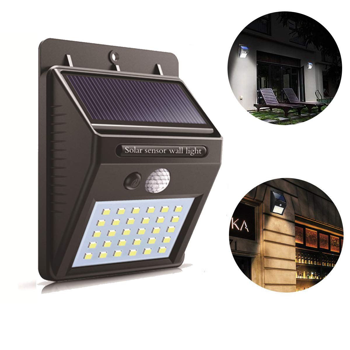 Solar Powered Motion Sensor Lights Outdoor Waterproof Wall Lights 30 LEDs Wireless Security Night Lights with Auto On/Off for Yard Driveway Garden Patio Garage Pathway Patio Steps Deck
