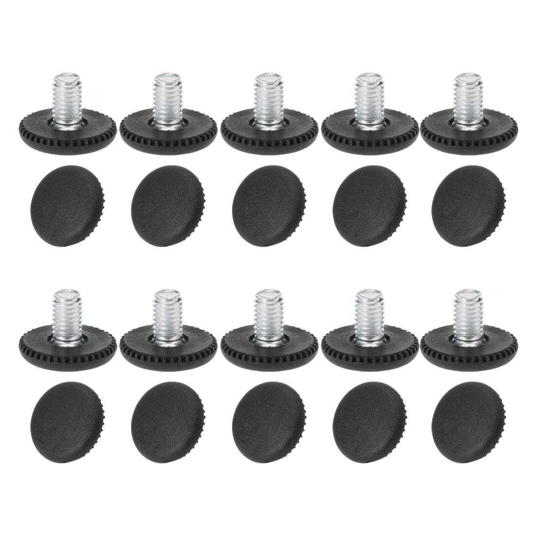 Sourcingmap M8 x 10 x 25mm Leveling Feet Adjustable Leveler Floor Protector for House Furniture Chair Table Desk Leg 20 Pack