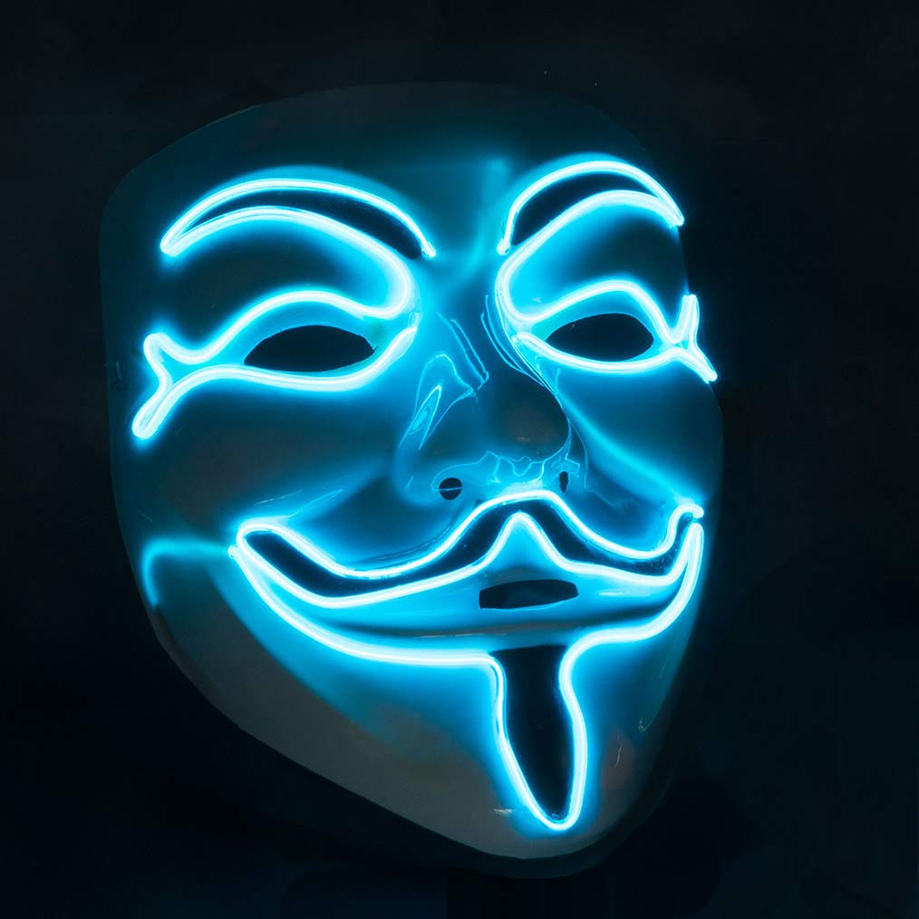 GOODS+GADGETS V As For Vendetta Mask - Guy Fawkes Mask - Halloween Carnival Anonymous (LED illuminated)