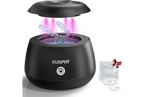 KUNPHY Dental Cleaner | Ultrasonic Retainer Cleaner Machine | 48kHz Dental Cleaning Pod | Aligner, Nightguard, Mouth Guard, Denture | Oral Dental Care | UV Cleaner with Retainer Tablets | Black