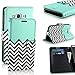 Galaxy Grand Prime Case, RANZ Stylish Design Deluxe PU Leather Folio Flip Book Wallet Pouch Case Cover (Teal Waves) For Samsung Galaxy Grand Prime G5308 / G530H