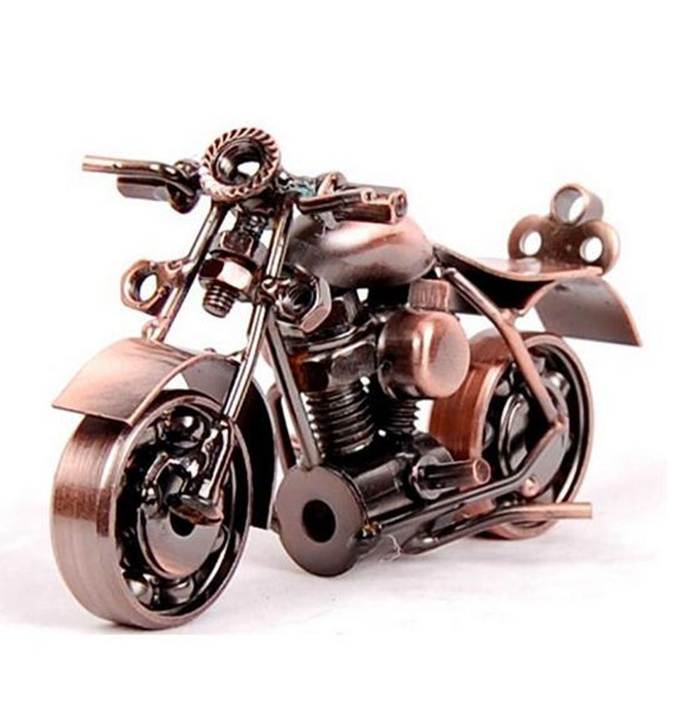 Photo 1 of Metal Motorcycle Sculpture - Iron Cruiser Art Gift for Men, Dad, Son or Him - Vintage Home Office Decor