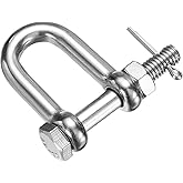 PATIKIL 1 Pcs 304 Stainless Steel D Ring Shackles, 1/4" (6mm) Marine Grade D Shape Clevis Screw Pin Shackle for Outdoor Boat Sailboat Chain Rigging Clasp, Silver