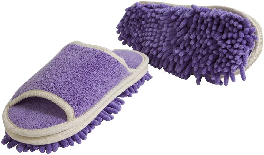 Slipper Genie Microfiber Women's Slippers for Floor Cleaning, Women's House Slippers, Multi-Surface Cleaner, Dust Cleaning Tool, Purple- Women's Size 6-9: Home & Kitchen