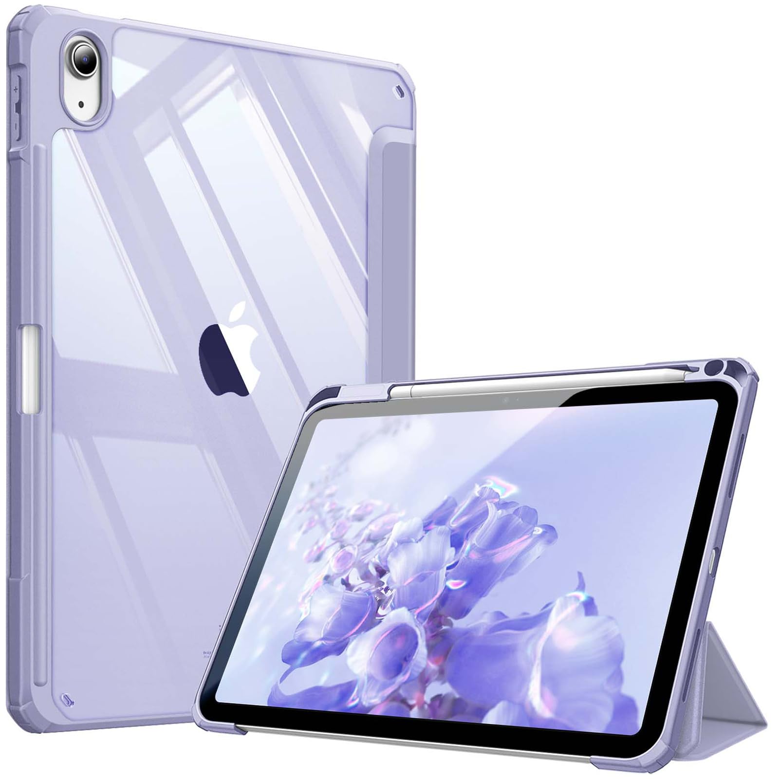 FINTIE Hybrid Case for iPad (A16) 11th Gen 11-inch (2025) & iPad 10th Gen 10.9-inch (2022) - Shockproof Clear Acrylic Back with TPU Frame, Built-in Pencil Holder, Auto Wake/Sleep, Lilac Purple — image 1