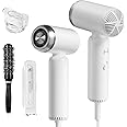Webeauty Hair Dryer, [Super Mini] Ionic High-Speed Blow Dryer 110V Travel 200 Million Negative Ions, 110,000RPM Brushless Motor for Home Salon Fast Drying Portable Lightweight, White