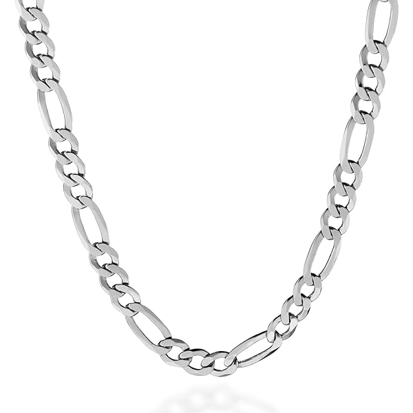 Savlano 925 Sterling Silver 8mm Italian Solid Figaro Link Chain