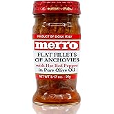 Merro Hot Anchovy Fillets in Olive Oil 3.1 oz – Imported Italian Anchovies with Hot Pepper, Bold Spicy Umami for Pasta, Pizza, Tapenade, Bagna Cauda & Gourmet Recipes
