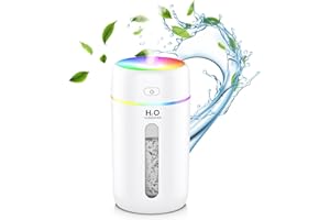 ZPP Small Humidifier, Portable Mini Humidifier with 7-color Lights for Car, Mini Desktop Humidifier for Home, Office, Travel with Night Light, Auto Shut-Off