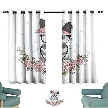 Amazon Com Lcxzjgk Kitten Soundproof Curtain Hipster Cool Cat
