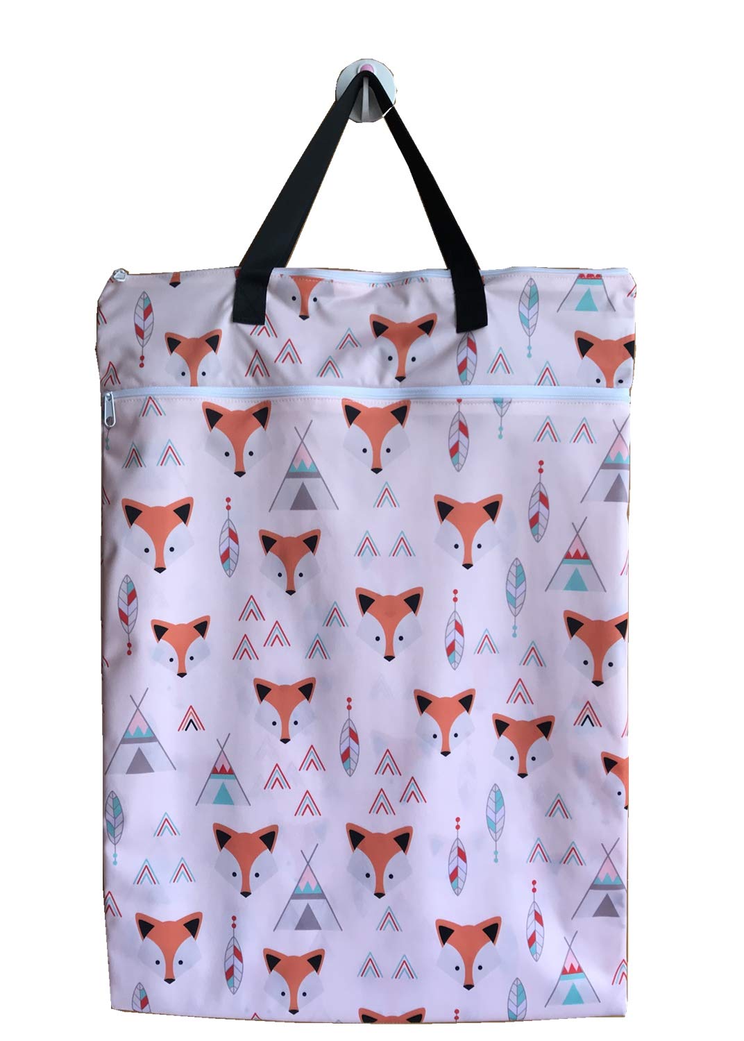 MUMBABY Large Hanging Wet/dry Cloth Diaper Pail Bag for Reusable Diapers or Laundry About the product (Baby Fox)