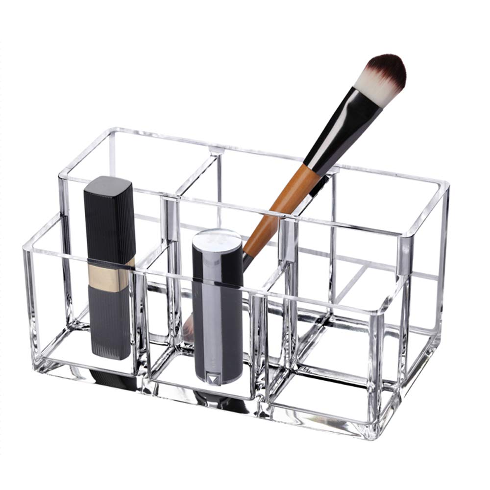 Guolich Makeup Organiser Brush Holder 3 Sections Acrylic Cosmetics Storage Case Stand for Makeup, Toothbrushes, Pen, Swab (Style C)