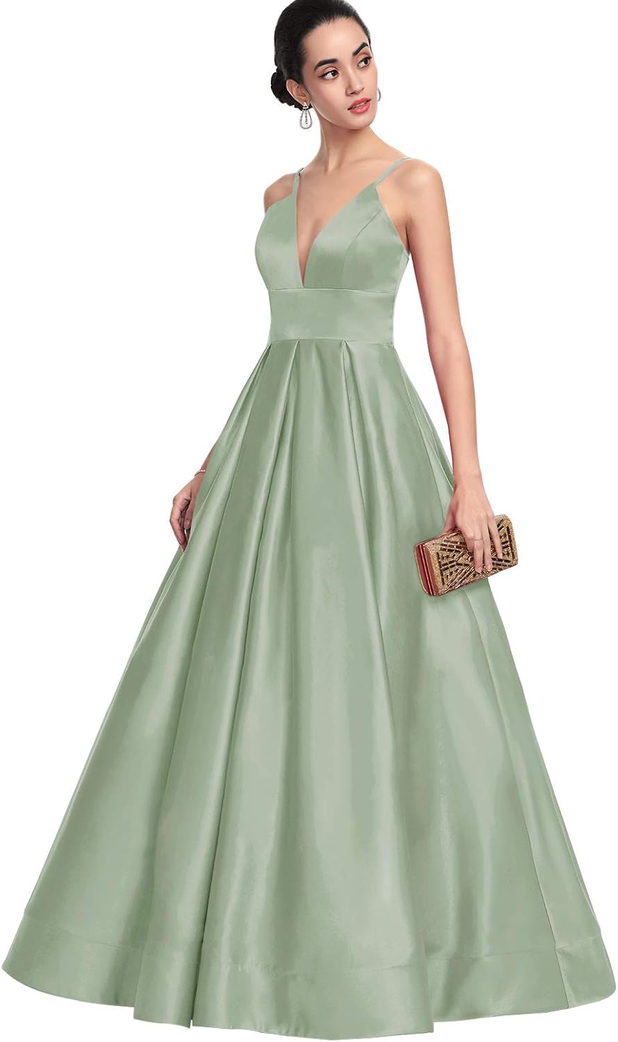 sage green evening gown