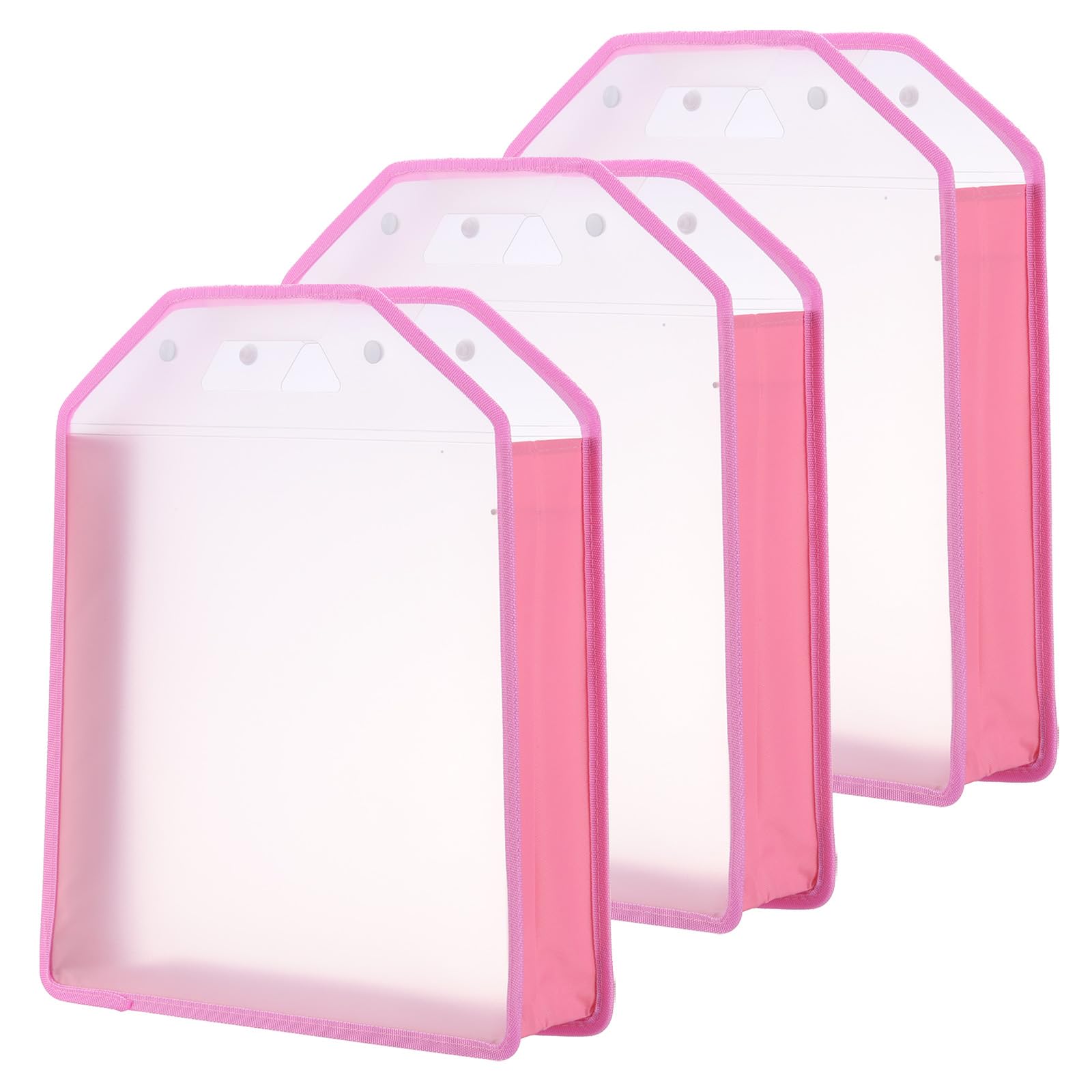 PATIKIL Scrapbook Paper Storage Organizer, 3Pcs Inclined Scrapbook Organizer for 12x12" Sheet Paper Vinyl Storage with Handle for Scrapbook File Vinyl Paper Card Stock, Pink