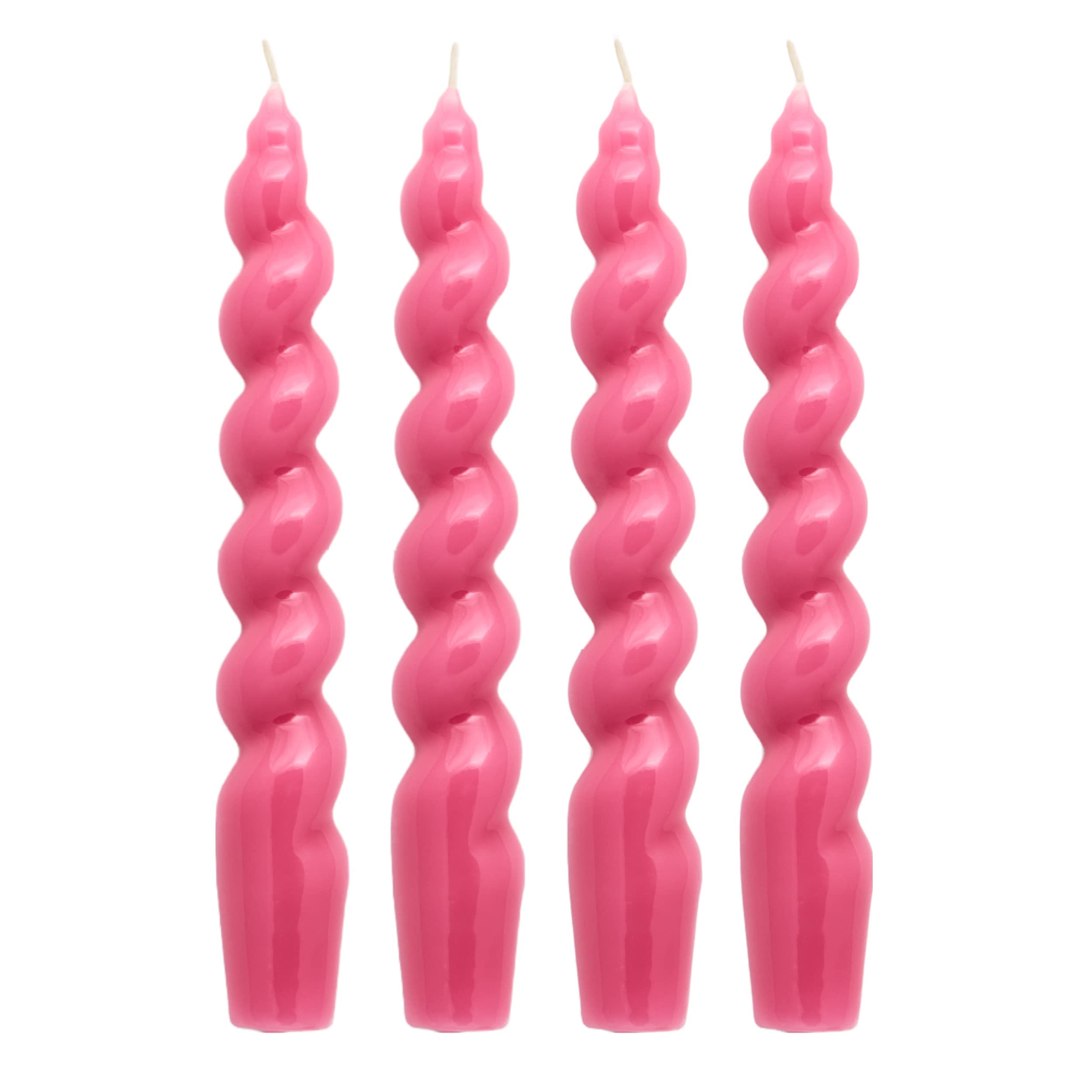 CLIO & CLOVER Tapered Candles - Dinner Candles Set of 4 - Spiral Gloss Candles - Perfect for Dinner Parties and Table dressings - Candles Set of 4-20cm Length x 2.5cm Diameter