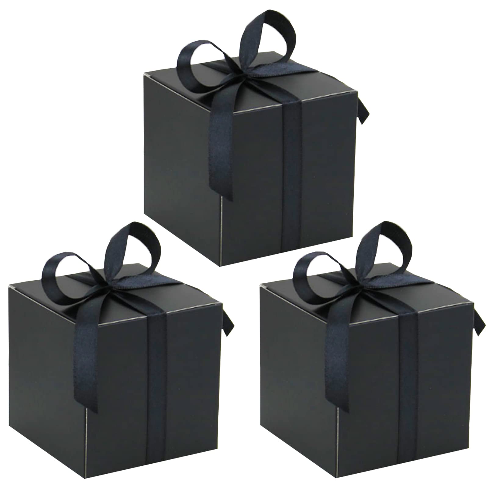 Allbusky 50PCS Square Paper Candy Boxes, Sweet Wedding Favour Boxes, DIY Party Gift Bags, Paper Treat Box, Party Packs Parties Decorations, Black