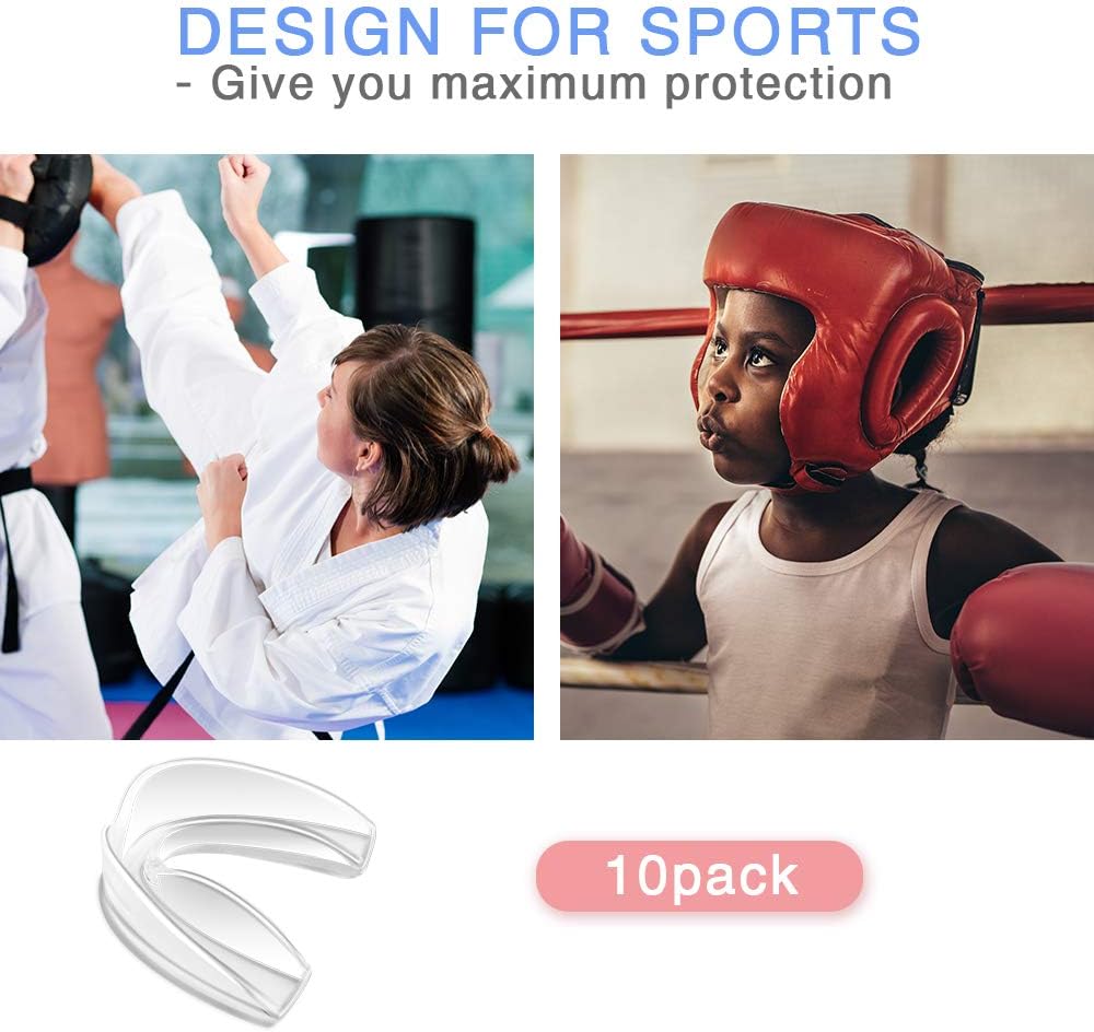 Coolrunner Mouth Guard Sports, 4 Pack Athletic Mouth Guards, Professional Moldable Youth Mouthguard for Maximum Protection, Customizable for Comfort - Fits Any Size Mouth(12 Years or Older) : Sports & Outdoors