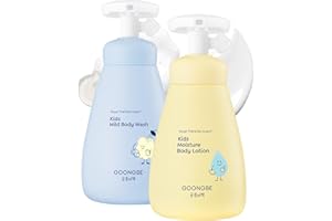 GOONGBE Kids Complete Body Care Set - Korean Low pH Body Wash & 24hr Moisturizing Lotion - Hydrating Formula with Panthenol, Amino Acids, Cica & Squalane - Allergen-Free Scent, 10.1 fl.oz & 2.7 fl.oz
