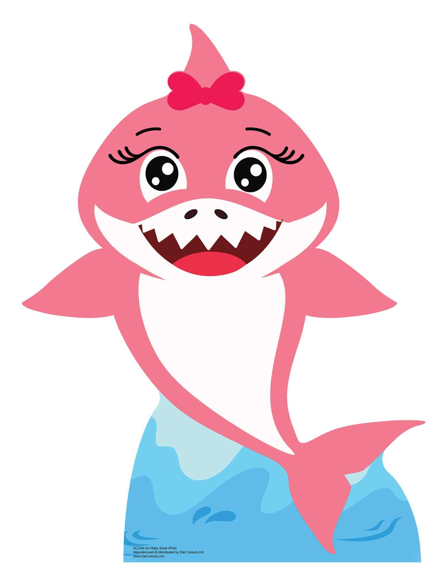 Star Cutouts SC1544 Girl Baby Shark (Pink) Cardboard Cut Out Height 93cm - Ideal for Animal Theme, Parties, Birthdays & Fans, Room Decorations & Events