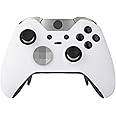 eXtremeRate White Replacement Faceplate Front Housing Shell with Thumbstick Accent Rings for Xbox One Elite Remote Controller Model 1698 - Controller NOT Included