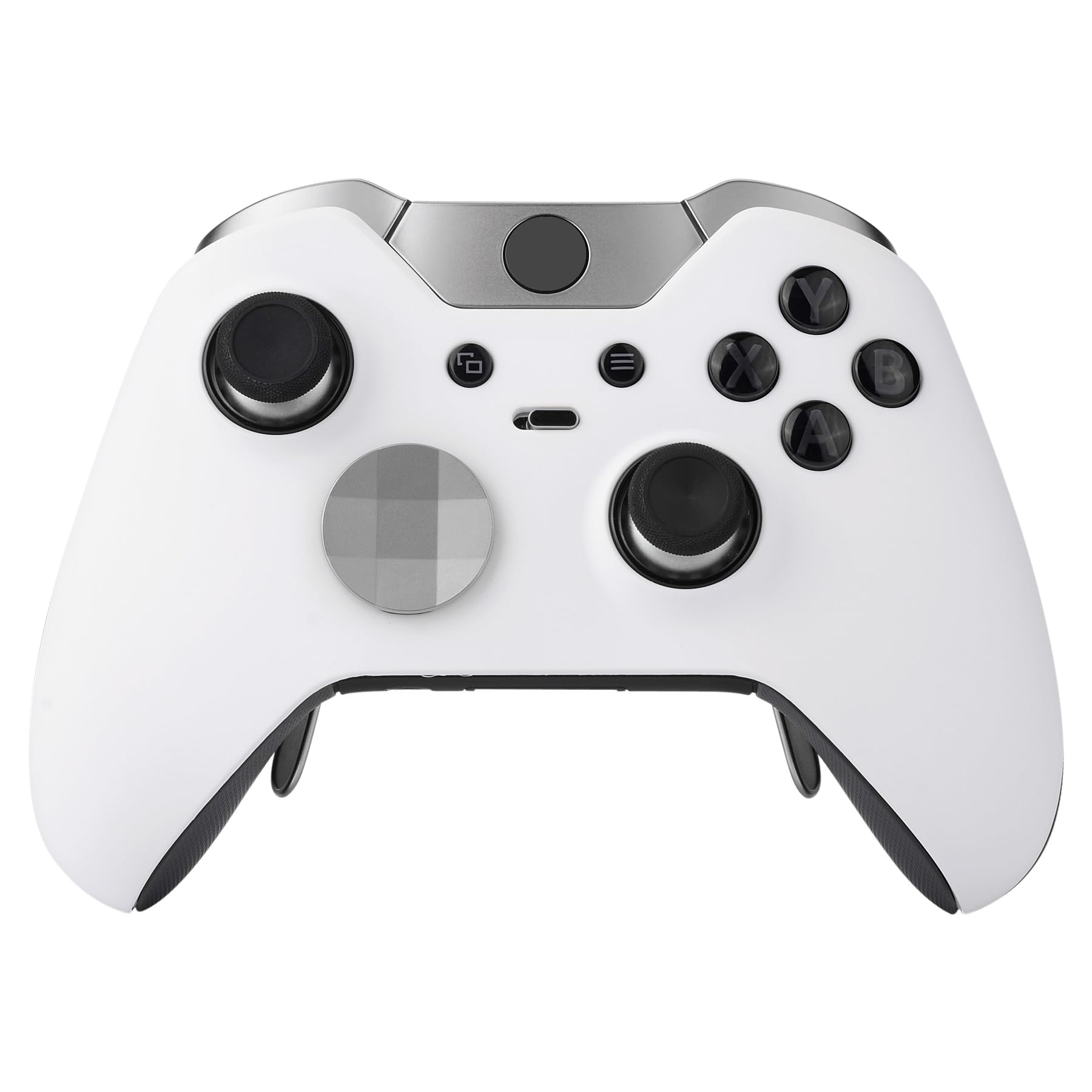eXtremeRate White Replacement Faceplate Front Housing Shell with Thumbstick Accent Rings for Xbox One Elite Remote Controller Model 1698 - Controller NOT Included