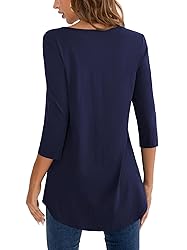 BAISHENGGT Women's 3/4 Sleeve Tunic Tops Button