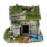 Delight eShop Aquarium Landscaping Decoration Resin House Cave Fish Tank Ornament With Moss