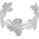 WOWORAMA Chunky Gold Cuff Bracelets for Women Vintage Gold Flower Butterfly Bracelet Trendy Boho Wide Open Cuff Bangles Matte Statement Bracelet