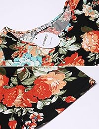Hotouch Vestido de dama de manga corta con cuello redondo y cuello redondo, diseño floral