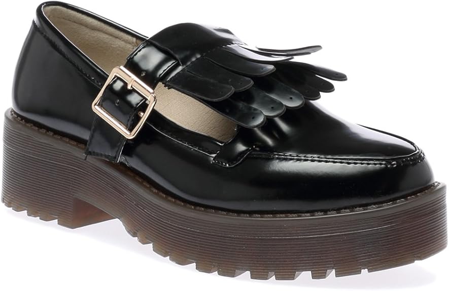 My1stWish Fringe Buckle Block Heel Flatform