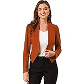Allegra K Women's Work Office Blazer Collarless Business Casual Suit Jacket Cropped Blazer