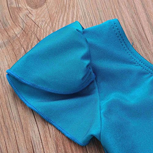 Toddler Girls Gauze Leotards Bodysuit Dancewear Dress Short Sleeve Ballet Skirts (Blue, 24M)