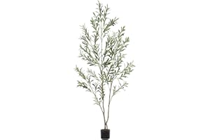 Realead Faux Olive Tree 6ft - Tall Fake Potted Olive Trees Artificial Indoor - Large Artificial Olive Tree Plant with Branches and Fruits - Artificial Trees for Modern Home Office Living Room Decor