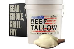 LEROY'S ROCKY MOUNTAIN LeRoy’s Rocky Mountain Beef Tallow – 7 lbs Bucket – 100% Pure Rendered Beef Fat for Cooking, Frying & Grilling – High Smoke Point – Keto, Paleo & Carnivore Diet Friendly – No Additives, USA Made